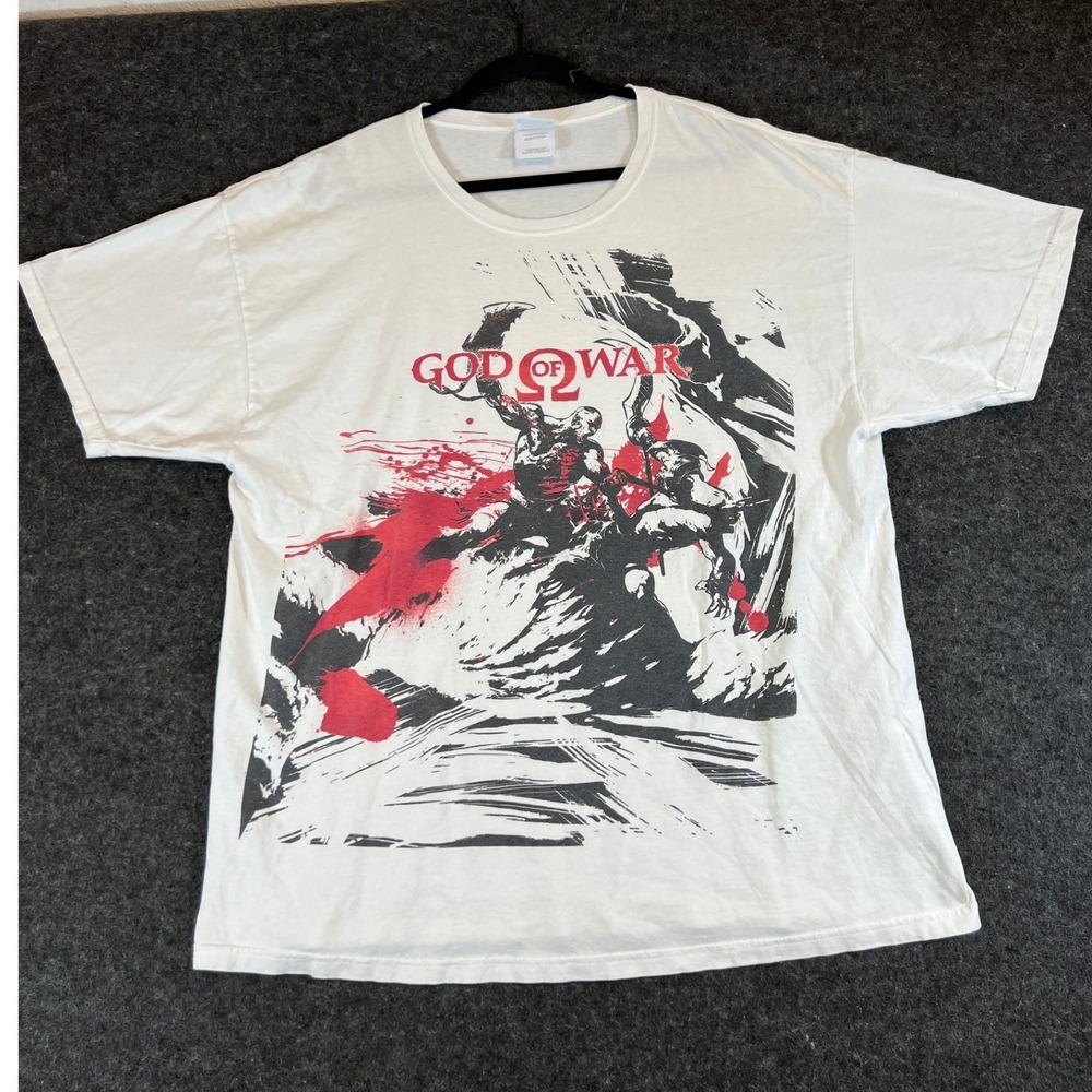 VTG God Of War Kratos T Shirt Mens 2XL White Graphic PS2 Promo Tee Y2K Gamer
